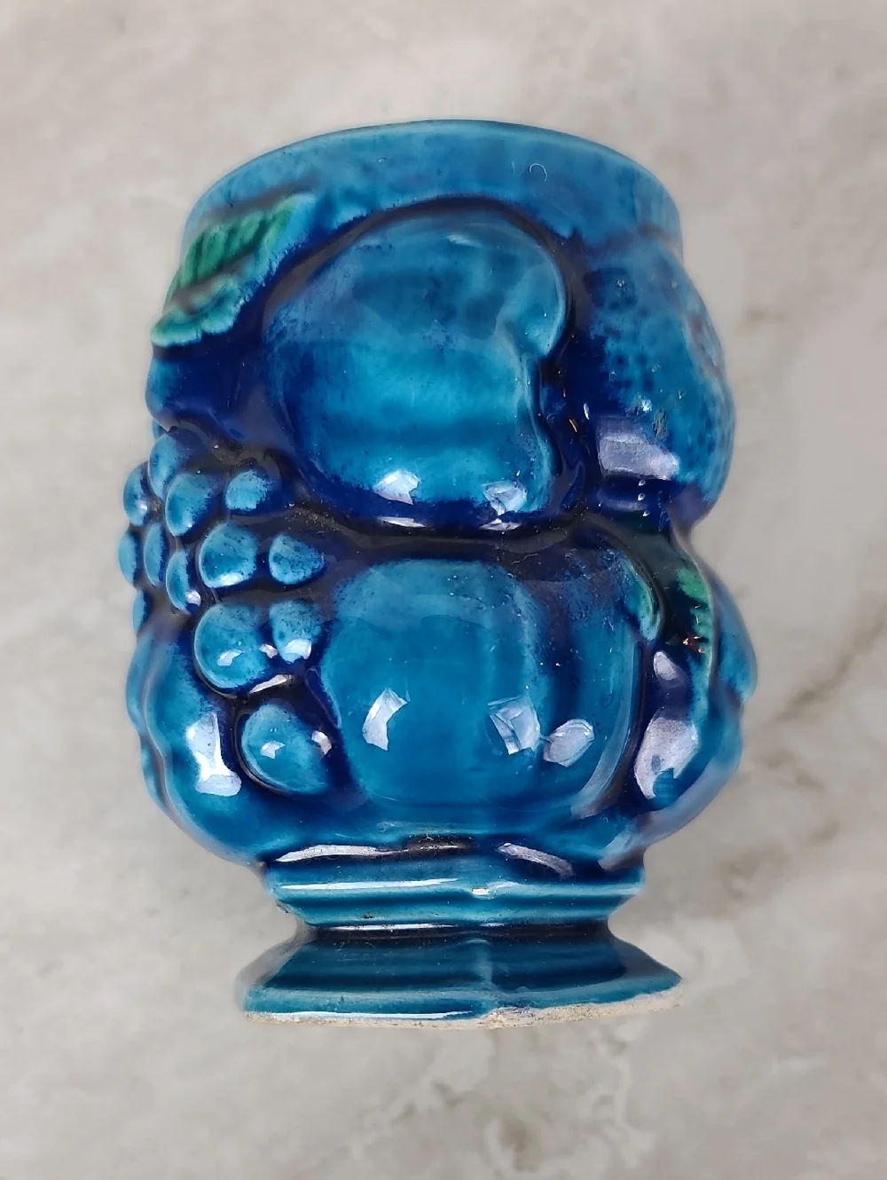 Vtg Inarco Mood Indigo Blue Glazed Fruit Mug Inarco Japan Blue Ceramic Cup Vase - Picture 7 of 14